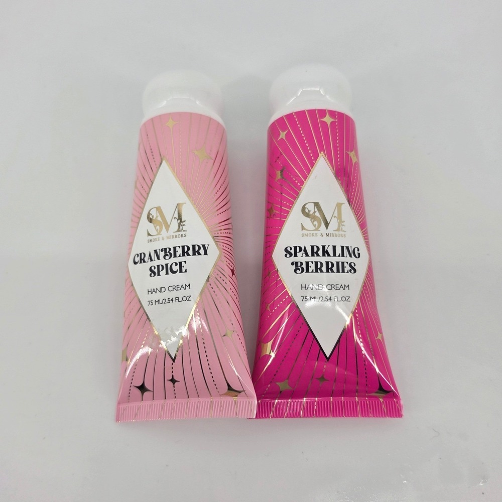 Smoke & Mirrors Hand Cream Set Cranberry Spice Sparkling Berries 2.54oz 2pk Pink